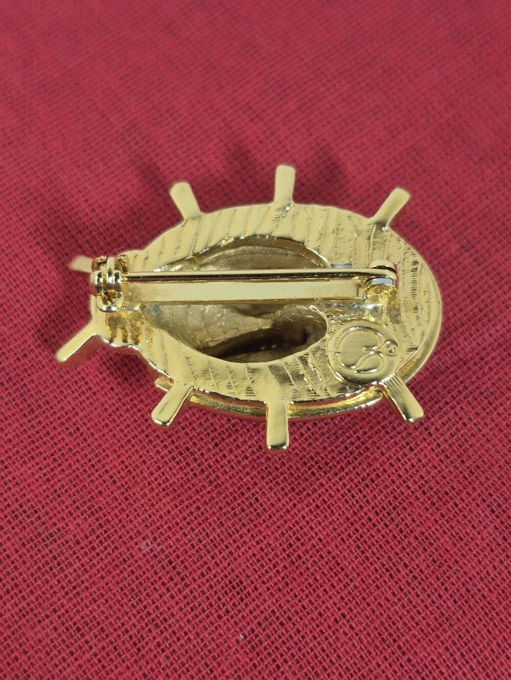 Vtg. St. John Gold-tone Black Enamel and Crystal Rhinestone Ladybug Brooch/Pin
